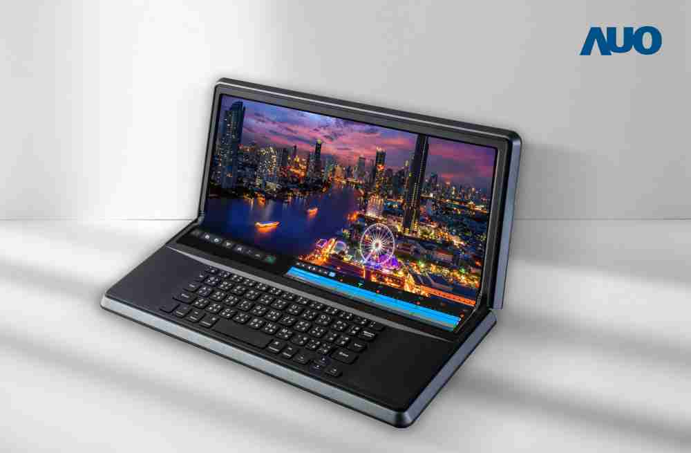 巨星国际14.6吋Micro LED折迭显示屏幕，，，，搭配半径4mm的弯折绞炼，，以及高画素、、、、高亮度、、、高对比度的显示技术特点，，，即便在大视角下仍保有绝佳色相与亮度