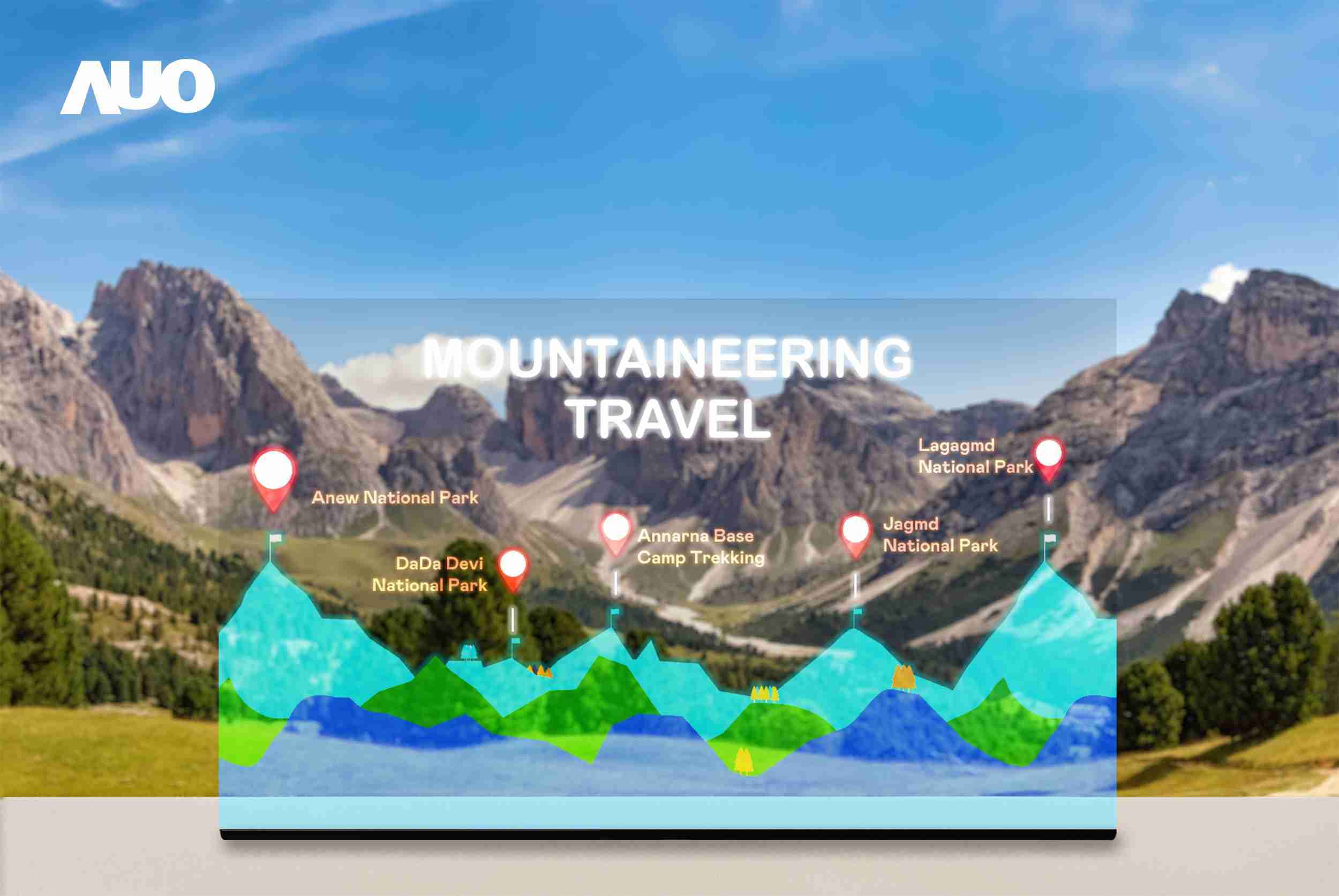 巨星国际展示全球单片尺寸最大(*)42吋透明Micro LED显示器拼接而成的〝64吋透明Micro LED显示器〞，，具备高透明度、、、、1,000 nits高亮度、、、、广色域、、、采用三边无边框的无缝拼接等多重特色，，呈现超高清、、、细腻画质而不遮挡后方视觉，，满足层峰需求，，，，可广泛运用于零售、、艺术展览或商业空间等场域